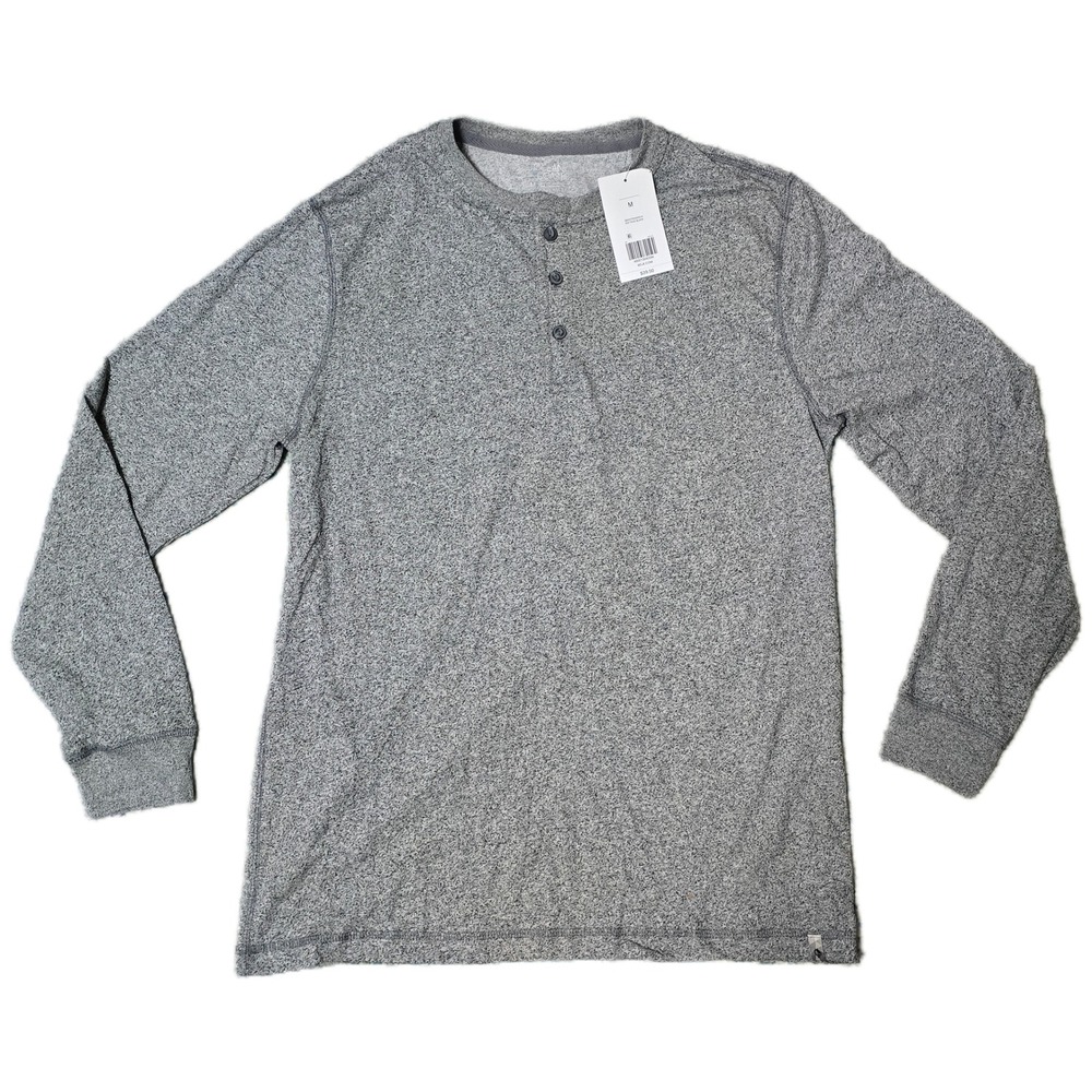 Ocean Coast Mens Gray‎ Heathered Long Sleeve Henley Button Up Shirt Medium (G)